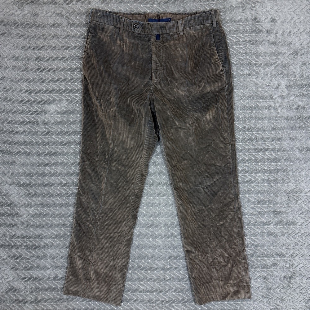 Incotex Pants Men 34 Fits 32x27 Corduroy Trousers Brown Blue Undertone